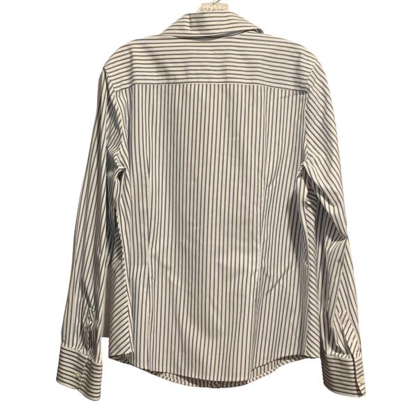 TALBOTS Size 16 Wrinkle Resistant Blue White Stripe Button Down Shirt Stretch - Picture 8 of 8